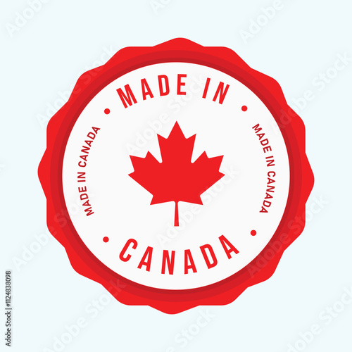 Made in Canada. Made in Canada stamp, logo, icon, poster. Canadian product emblem. Quality Product Canadian Made stamp, sticker.	