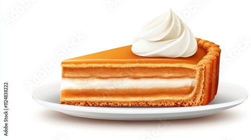 Slice of Pie with Whipped Cream on a White Plate