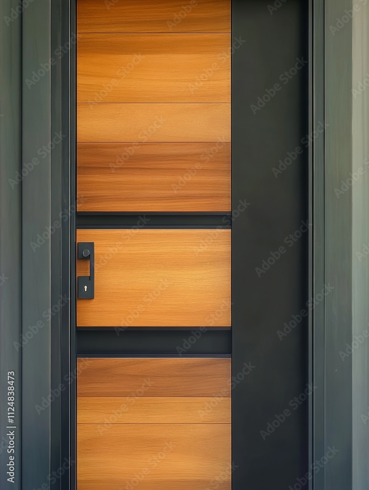 Fototapeta premium Stylish wooden door with sleek modern design.