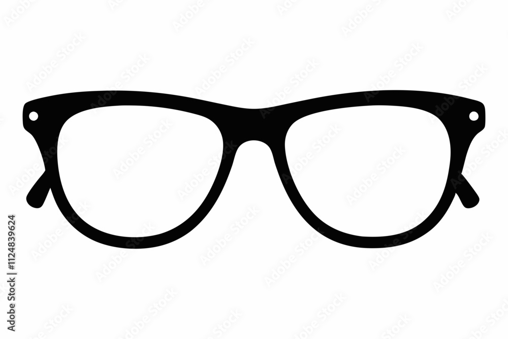 Fototapeta premium Elegant Black Silhouette Vector Illustration of Reading Glasses on a White Background