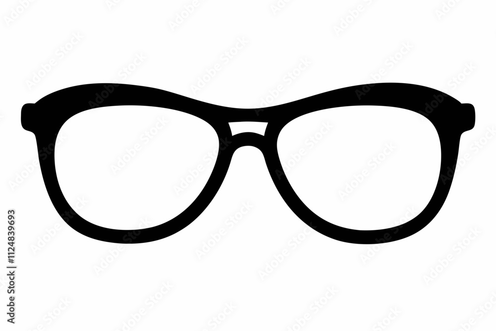 Fototapeta premium Elegant Black Silhouette Vector Illustration of Reading Glasses on a White Background