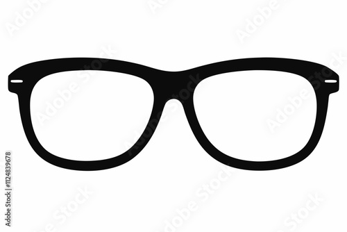 Elegant Black Silhouette Vector Illustration of Reading Glasses on a White Background