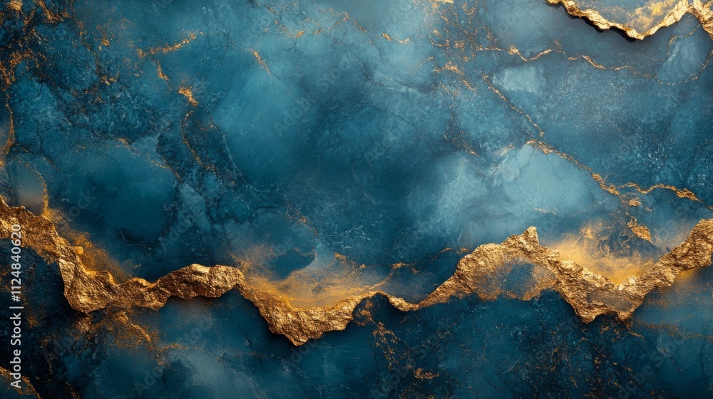 Golden accented teal marble with intricate texture and polished finish Golden accented teal marble with intricate texture and polished finish