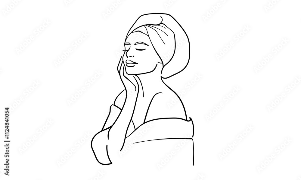Spa salon continuous line art drawing isolated on white background. Self care and beauty. Vector illustration Spa salon continuous line art drawing isolated on white background. Self care and beauty. Vector illustration
