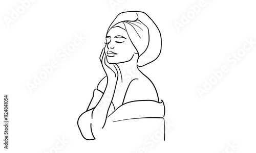 Spa salon continuous line art drawing isolated on white background. Self care and beauty. Vector illustration