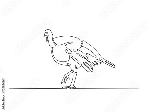 Continuous one line drawing of turkey for livestock and farming concept. Abstract turkey in single line art illustration. Editable vector. photo