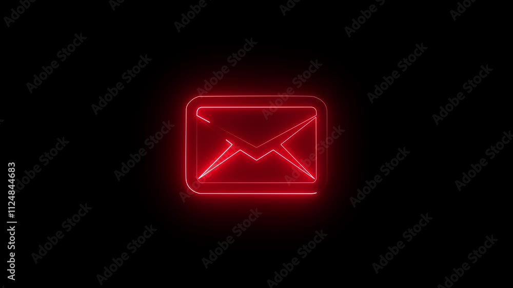 glowing neon blue color message box animation icon conversation notice receive massage animated sign symbol on black background glowing neon blue color message box animation icon conversation notice receive massage animated sign symbol on black background