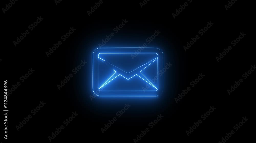 glowing neon blue color message box animation icon conversation notice receive massage animated sign symbol on black background glowing neon blue color message box animation icon conversation notice receive massage animated sign symbol on black background