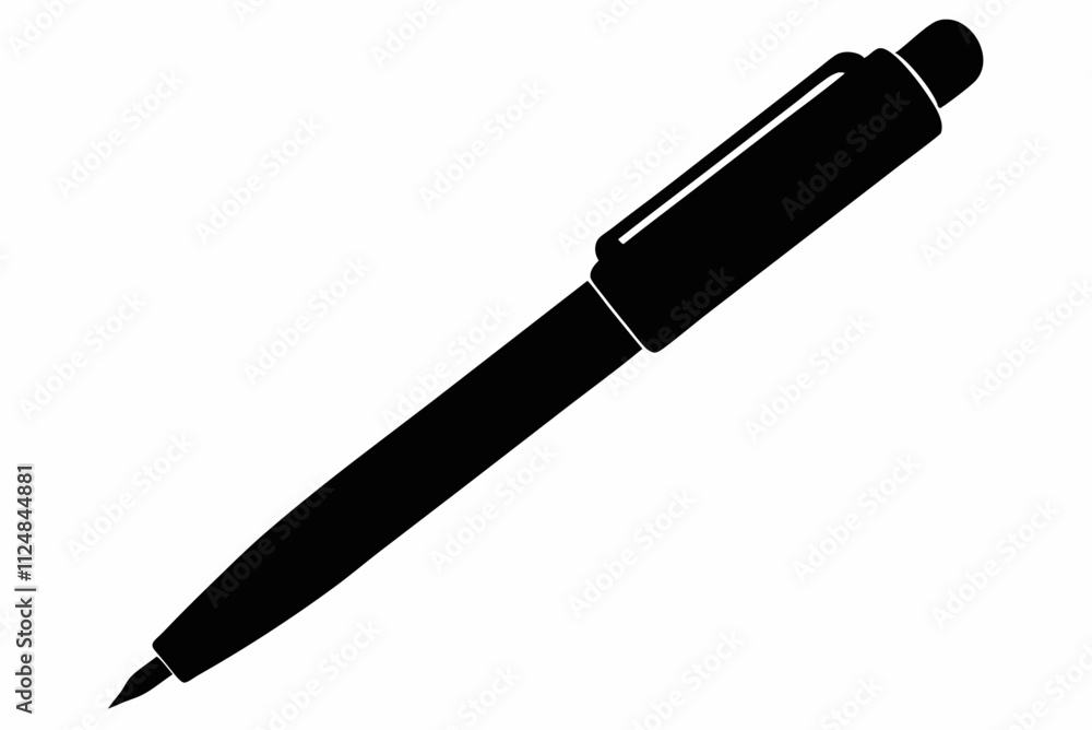 Black Pen Silhouette Vector Illustration on a White Background Black Pen Silhouette Vector Illustration on a White Background