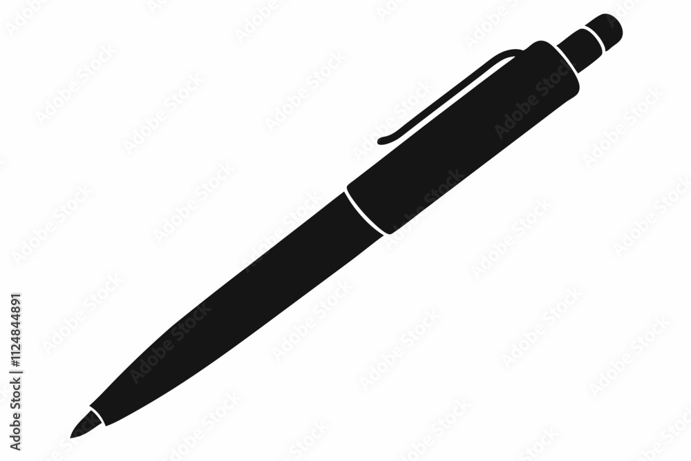 Black Pen Silhouette Vector Illustration on a White Background Black Pen Silhouette Vector Illustration on a White Background
