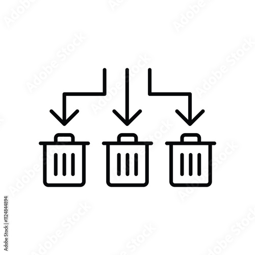 Waste Sorting icon. Simple outline style. Waste segregation, sorting garbage by material, bin, trash with arrow separate concept. Thin line symbol. Vector illustration isolated.