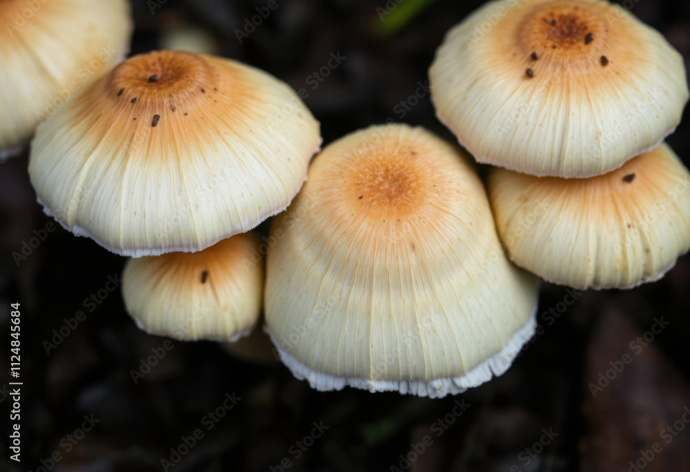 Macro Shot Of Mushroom Caps With Surface Details
