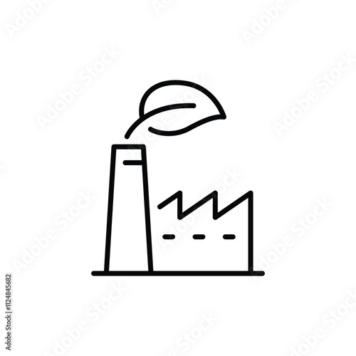Green industry icon. Simple outline style. Green factory, eco friendly manufacturing and sustainable practices, environment concept. Thin line symbol. Vector illustration isolated.