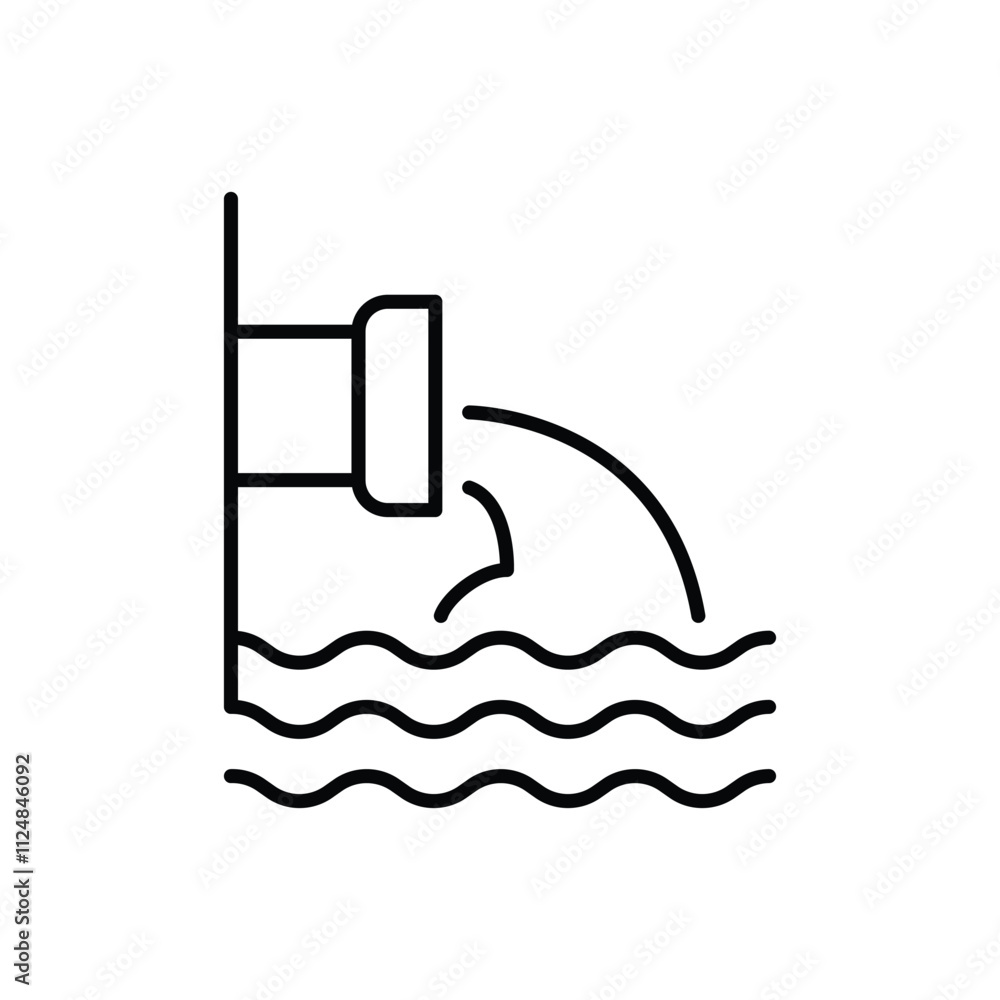 Wastewater icon. Simple outline style. Waste water, effluent, drainage, sewer, sewage, industry, pipe, pollution, environment concept. Thin line symbol. Vector illustration isolated. Wastewater icon. Simple outline style. Waste water, effluent, drainage, sewer, sewage, industry, pipe, pollution, environment concept. Thin line symbol. Vector illustration isolated.