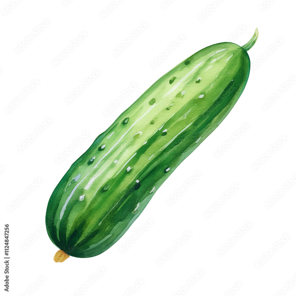 Fresh Green Cucumber Watercolor Painting Healthy Food Ingredient Vegetable Fresh Green Cucumber Watercolor Painting Healthy Food Ingredient Vegetable