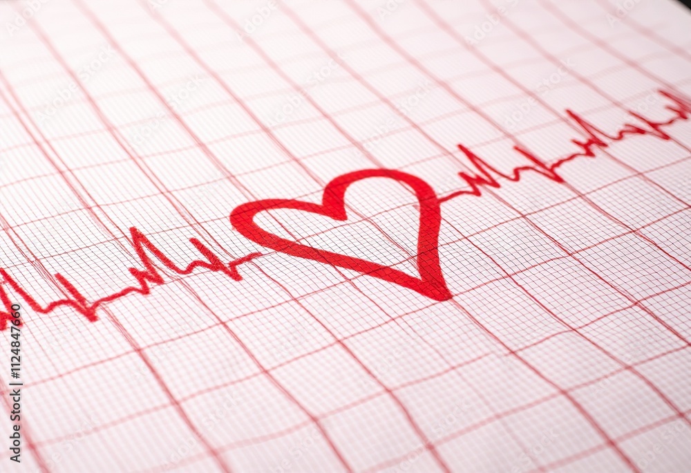 Professional ECG Graph Paper with Bold Red Heart Waves: Crucial for Accurate Heart Attack Reporting and Cardiovascular Analysis Professional ECG Graph Paper with Bold Red Heart Waves: Crucial for Accurate Heart Attack Reporting and Cardiovascular Analysis