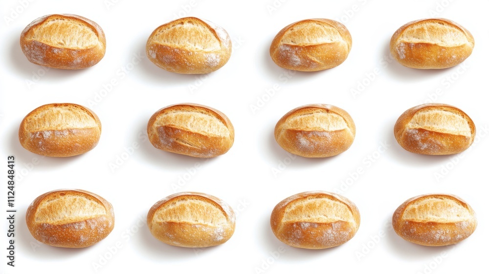 Freshly Baked Loaves of Bread on White Background Freshly Baked Loaves of Bread on White Background