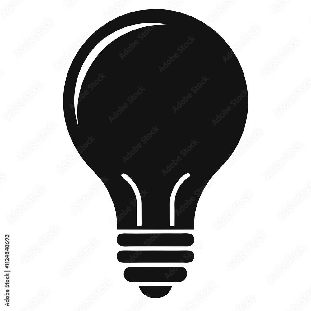 Bold Lightbulb Black Silhouette Vector Design on a White Background Bold Lightbulb Black Silhouette Vector Design on a White Background