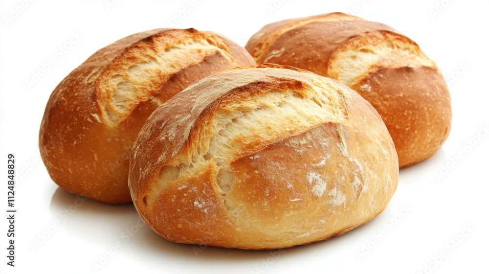 Freshly Baked Warm Bread Loaves on White Background Freshly Baked Warm Bread Loaves on White Background