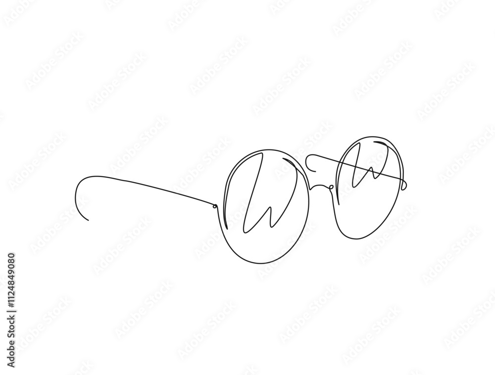 Continuous one line drawing of eyeglasses or sunglasses. Editable vector. Continuous one line drawing of eyeglasses or sunglasses. Editable vector.