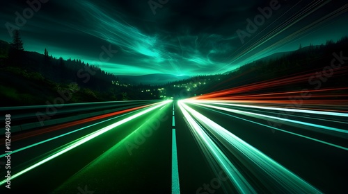 long green light speed exposure photo