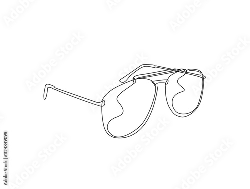 Continuous one line drawing of eyeglasses or sunglasses. Editable vector.