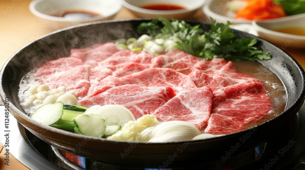 Delicious Japanese Hotpot with Fresh Ingredients Delicious Japanese Hotpot with Fresh Ingredients