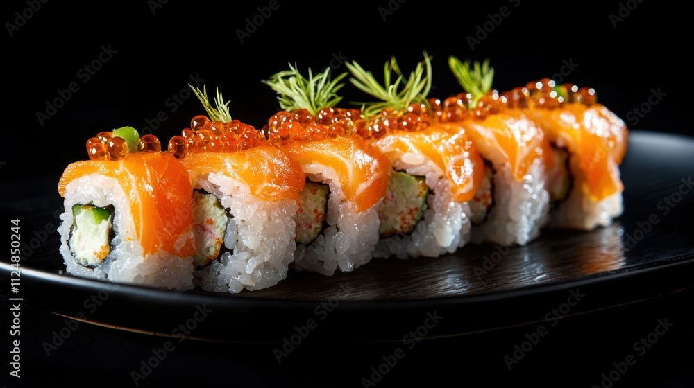 Delicious Salmon Roe Sushi with Fresh Ingredients