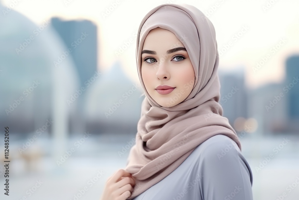 Confident, Smiling Woman in Casual Clothing with Headscarf. beautiful hijab. Confident, Smiling Woman in Casual Clothing with Headscarf. beautiful hijab.