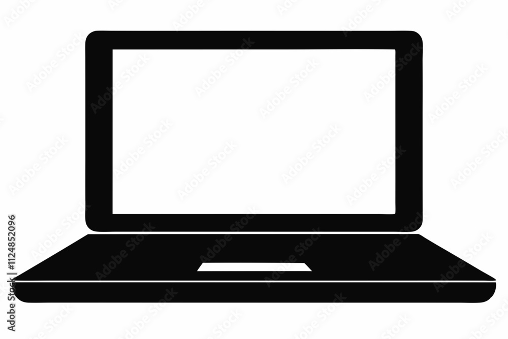 Bold Black Silhouette Laptop Vector Illustration on White Background Bold Black Silhouette Laptop Vector Illustration on White Background