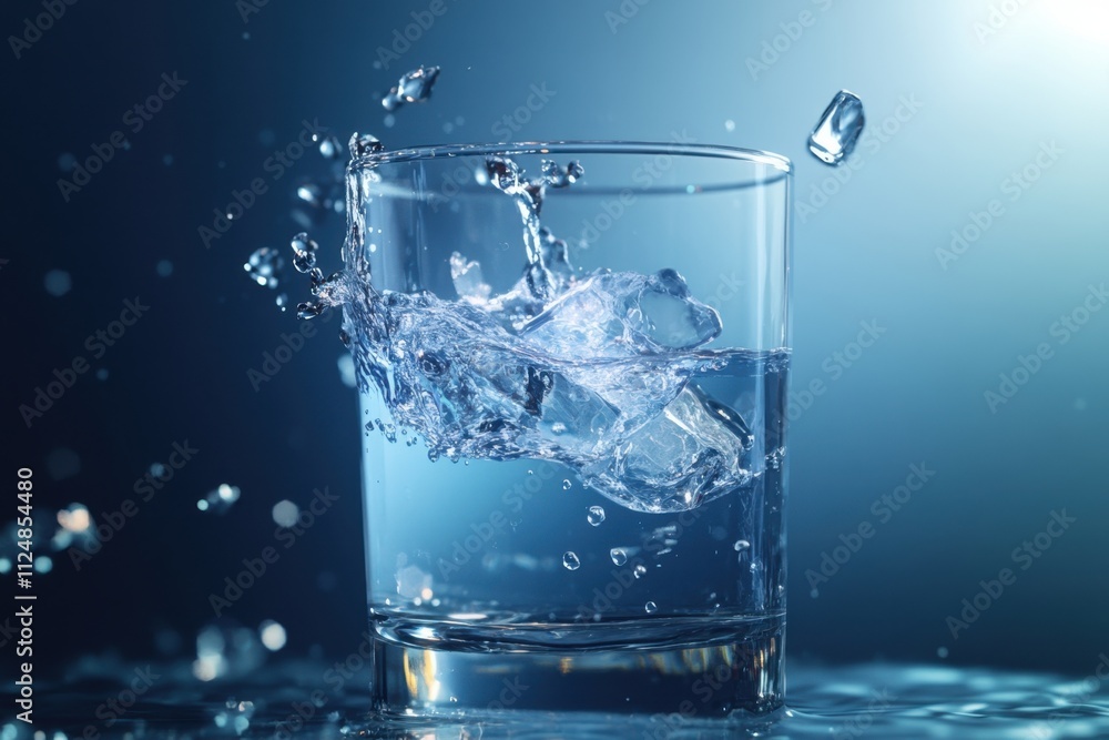 Water splashes from a glass creating dynamic droplets in an artistic setting Water splashes from a glass creating dynamic droplets in an artistic setting