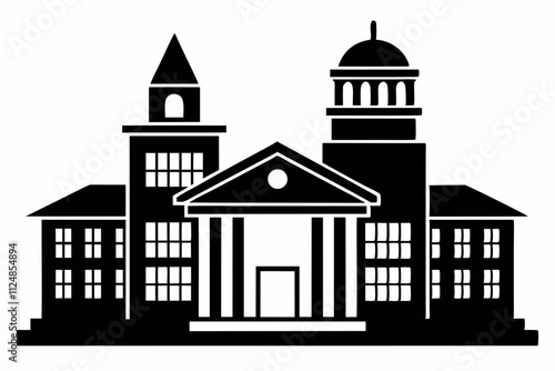 Wallpaper Mural Black Silhouette Vector Illustration of a University Building on a White Background Torontodigital.ca