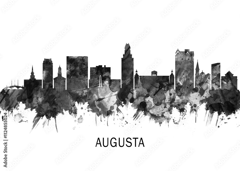 Augusta Georgia Skyline BW, abstract painting travel poster urban landscape modern art downtown skyline illustration landmarks skyscrapers artwork architecture Augusta Georgia Skyline BW, abstract painting travel poster urban landscape modern art downtown skyline illustration landmarks skyscrapers artwork architecture
