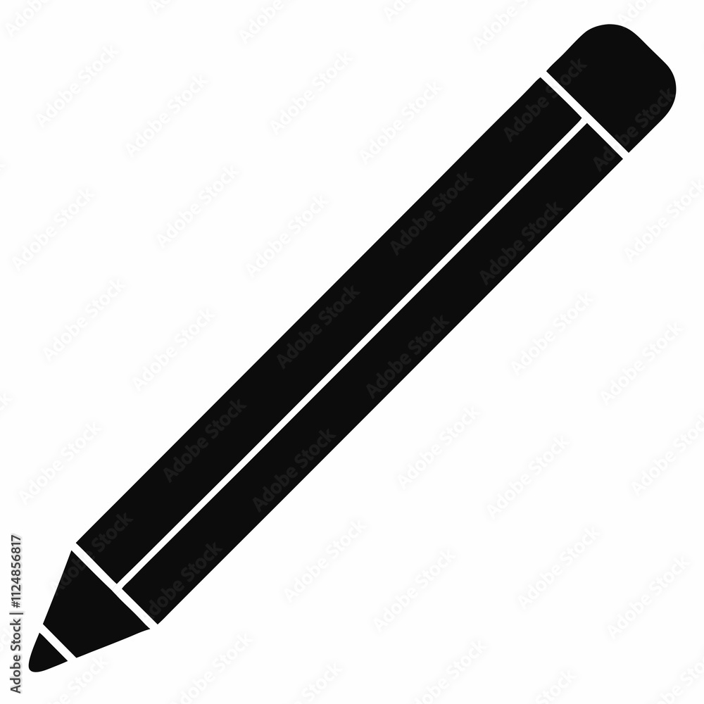 Black Silhouette Pencil Vector Illustration on White Background Black Silhouette Pencil Vector Illustration on White Background