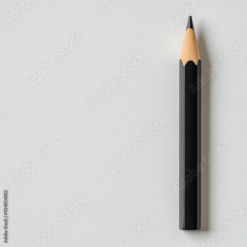 Precise 2B Pencil with Dark Graphite Tip on White Surface - Photorealistic Drawing Tool Mockup photo