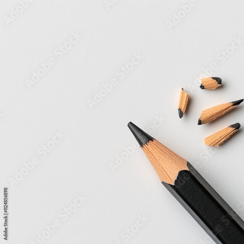 Photorealistic Close-Up of 2B Pencil with Shavings on White Background