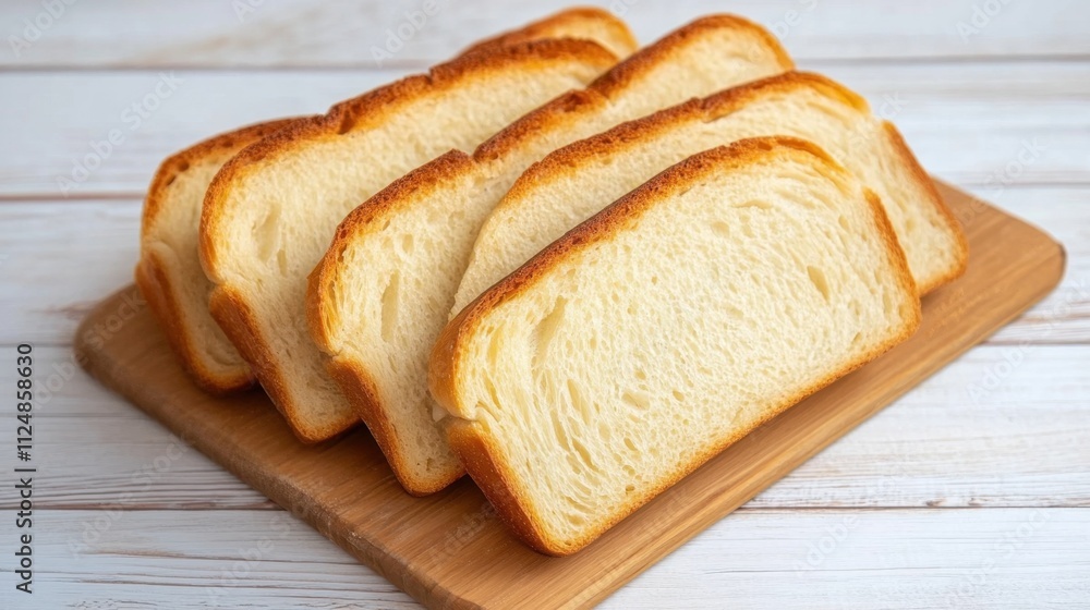 Freshly Baked Bread Slices on Wooden Board Freshly Baked Bread Slices on Wooden Board