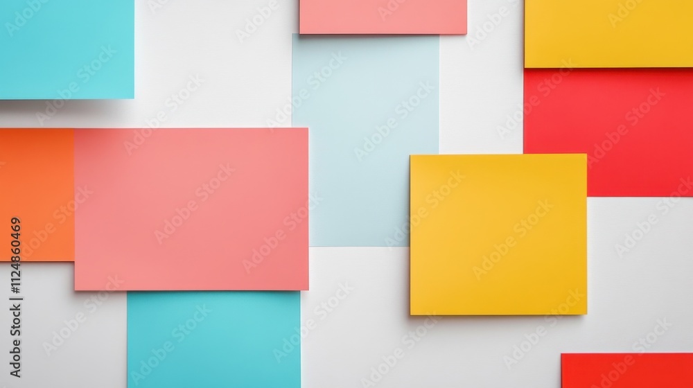 Colorful Sticky Notes Display on White Background Colorful Sticky Notes Display on White Background