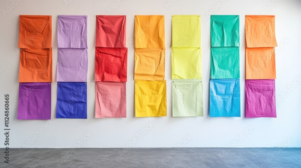 Colorful Sticky Notes on Wall Display Colorful Sticky Notes on Wall Display