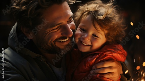 Father and daughter playing together issolated on black background photo