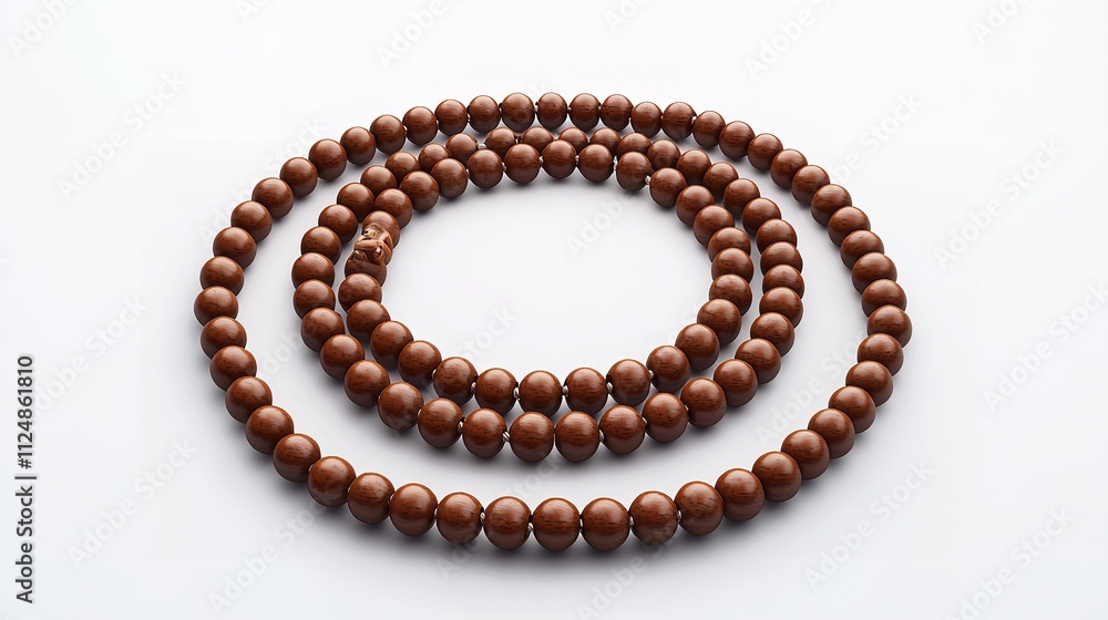 Isolated Wooden Rosary Beads Arranged in a Circular Pattern Isolated Wooden Rosary Beads Arranged in a Circular Pattern