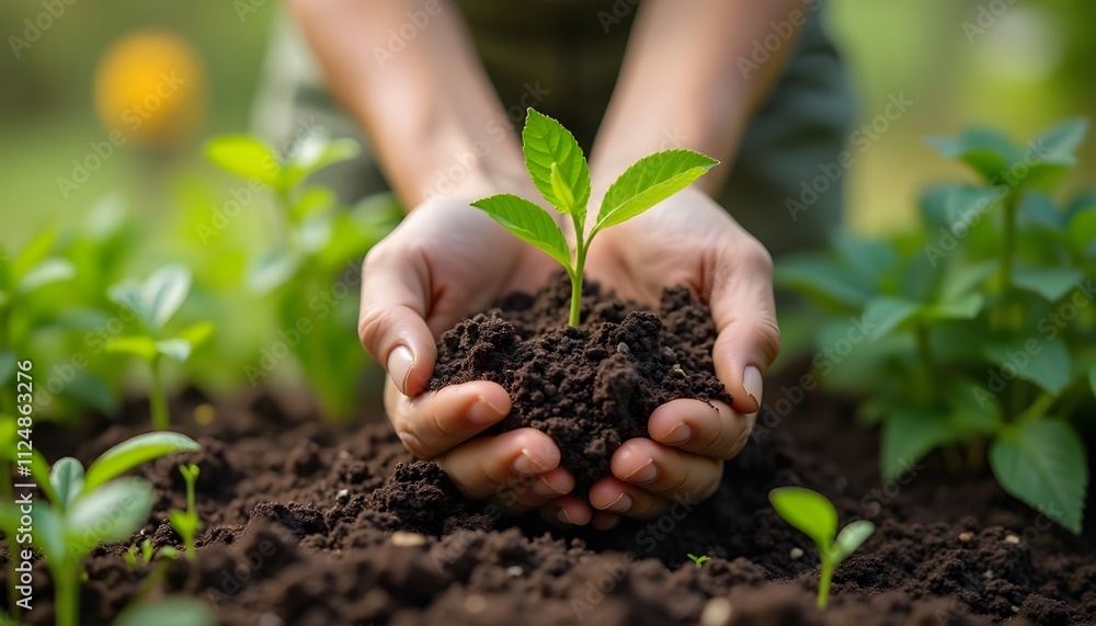 Plants, Hands And Soil For Collaboration Or Support. Plants, Hands And Soil For Collaboration Or Support.