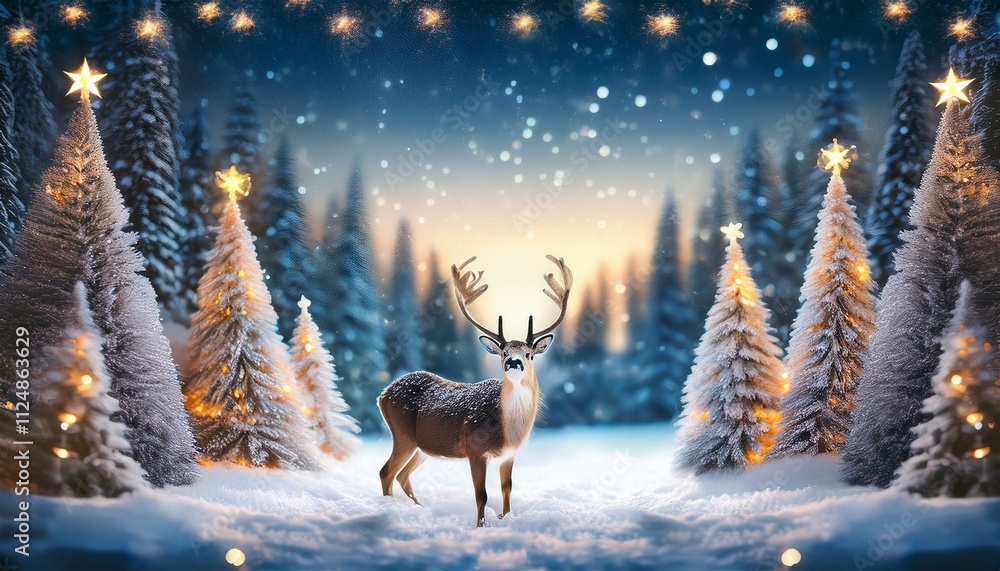 Enchanted Christmas: A Reindeer in a Snowy Forest Wonderland Enchanted Christmas: A Reindeer in a Snowy Forest Wonderland