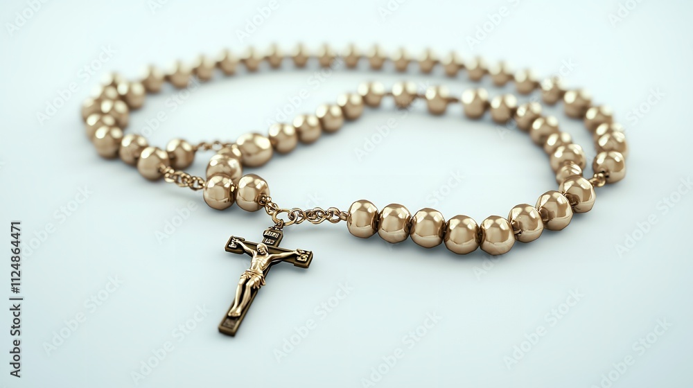 Male Christian Rosary for Prayer on a White Background Male Christian Rosary for Prayer on a White Background