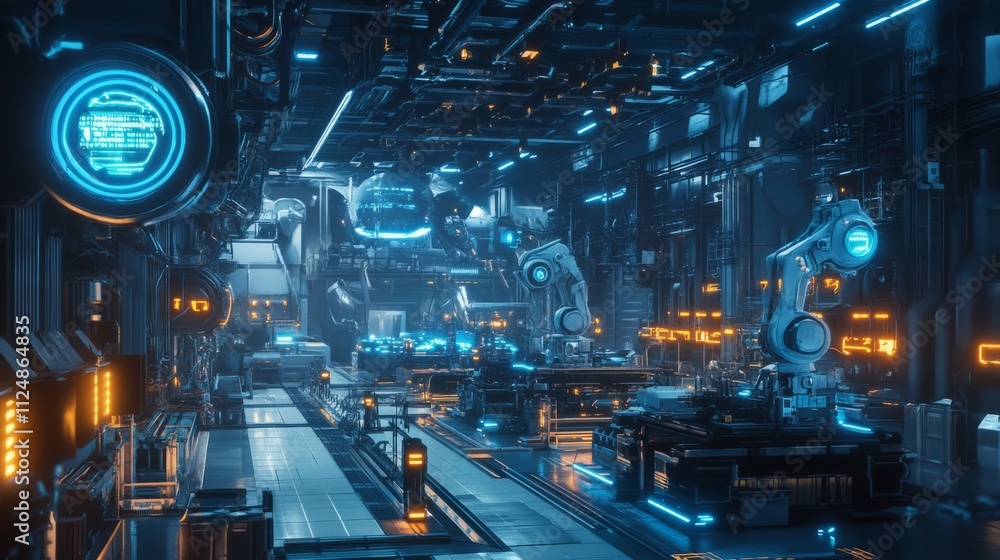 Futuristic technology factory with glowing machinery Gigantic high-tech production plant featuring advanced machinery High-tech manufacturing plant with sleek modern machinery High-tech ocean cleani Futuristic technology factory with glowing machinery Gigantic high-tech production plant featuring advanced machinery High-tech manufacturing plant with sleek modern machinery High-tech ocean cleani