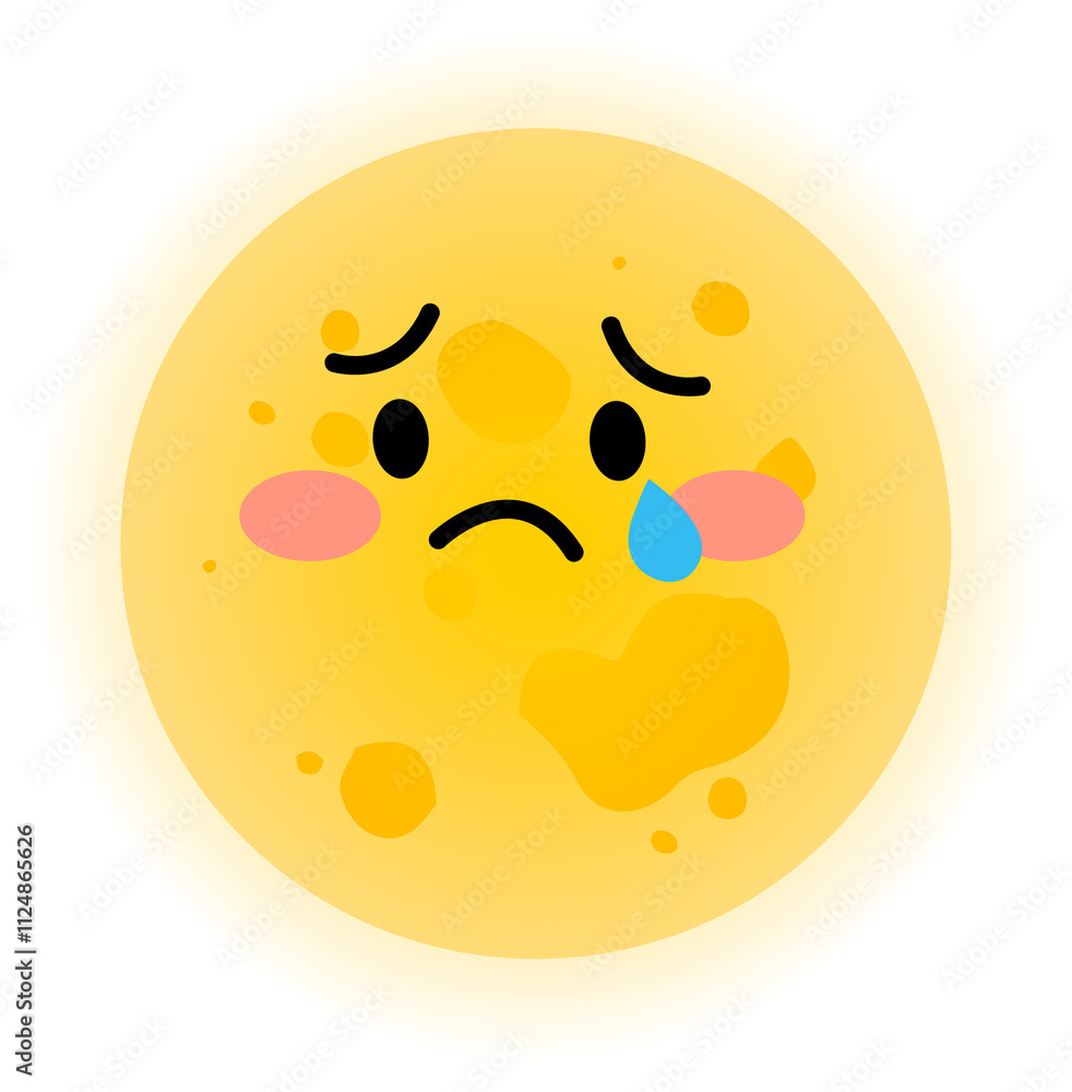 Fototapeta premium Cry Moon cartoon icon
