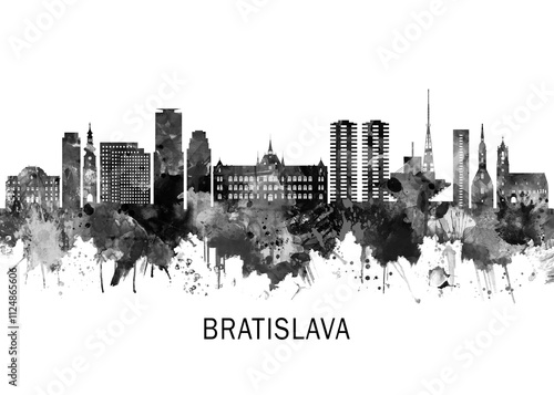Photography Bratislava Slovakia Skyline BW, cityscape buildings city skyline architecture il