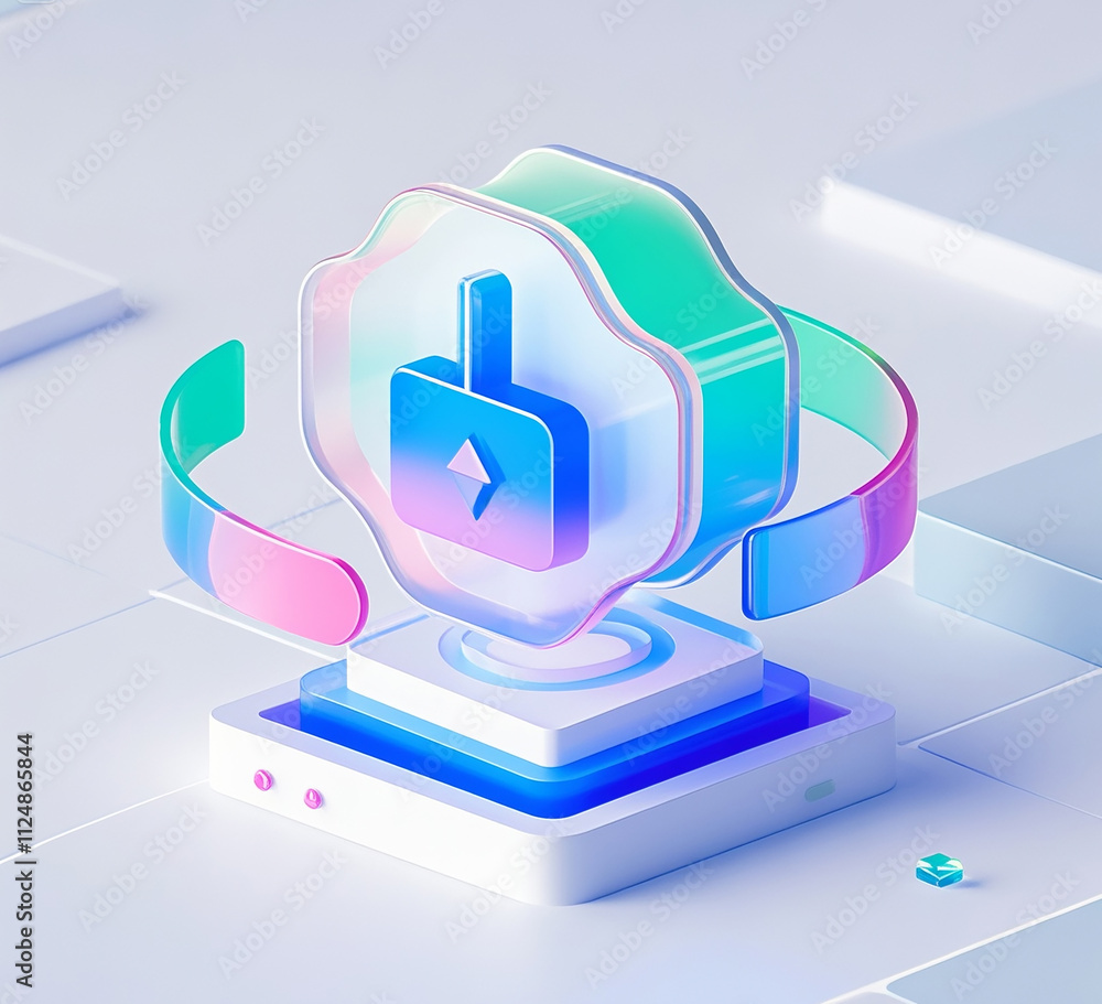 Fototapeta premium 3D Upload and Download Icons Pastel Illustration