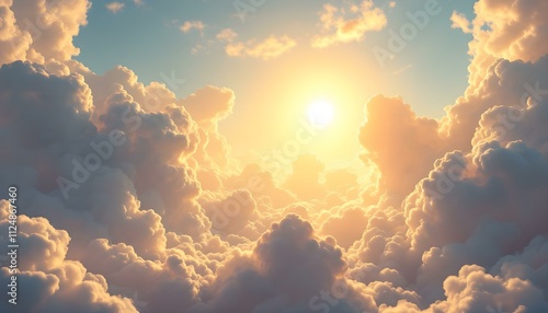 The image showcases a serene sunrise with fluffy pink and lavender clouds, creating a peaceful and ethereal atmosphere