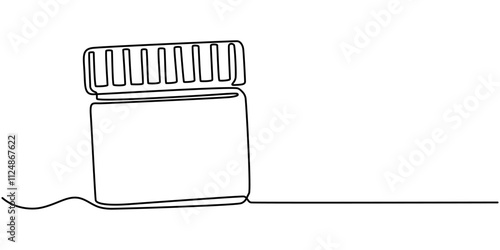 Moisturizer, Face Cream continuous line art, Skin Care continuous line drawing with color shapes, Cream Line Icon, Continuous line drawing of hand holding hygienic cream. Skin care, treatment.